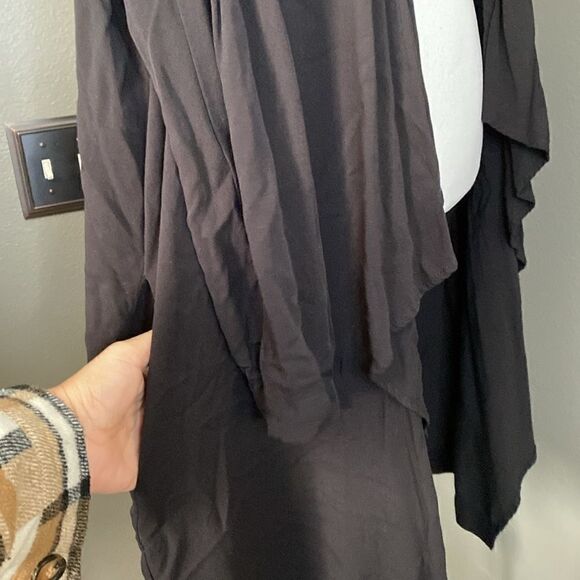 14th & Union Black Layered Front Unstructured Open Front Jacket Cardigan - Picture 6 of 12
